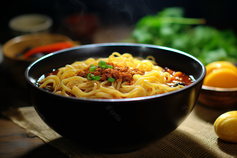水煮红油葱花肉末美味的小面,高清,摄影图,摄影图片,图片大全,摄影图免费下载